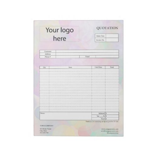 Form Business Quotation Invoice or Sales Receipt  Notepad