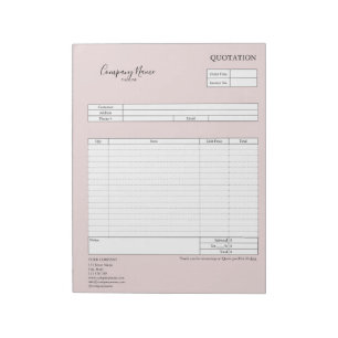 Form Business Quotation, Invoice or Sales Receipt Notepad