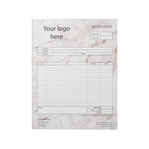 Form Business Quotation Invoice or Sales Receipt  Notepad