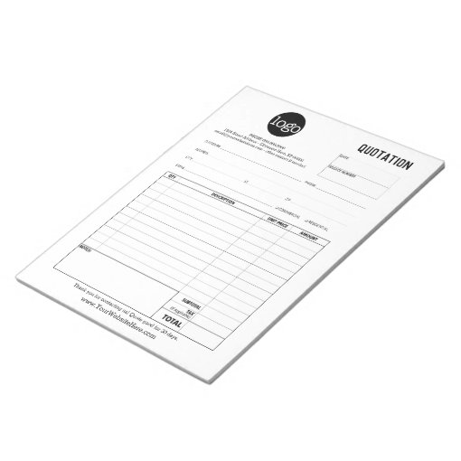 Form Business Quotation, Invoice or Sales Receipt Notepad | Zazzle