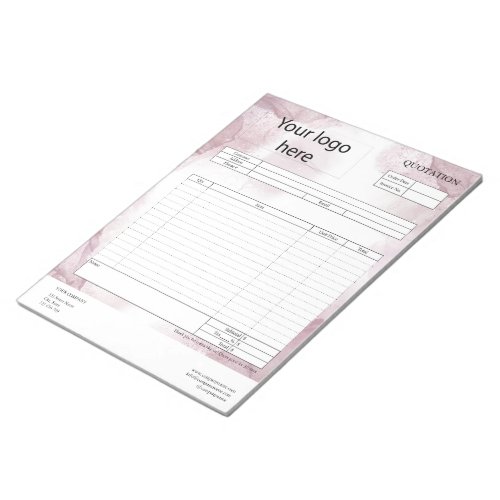 Form Business Quotation Invoice or Sales Receipt  Notepad