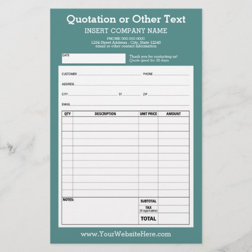 Form Business Quotation or Invoice Can edit color