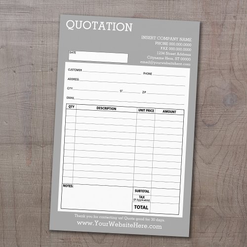 Form _ Business Quotation or Invoice _ Light Gray