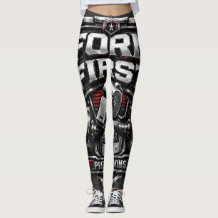 Form First Metallic Gym Emblem Badge Illustration Leggings