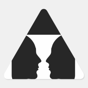 Form of vase created from 2 faces inside a house triangle sticker