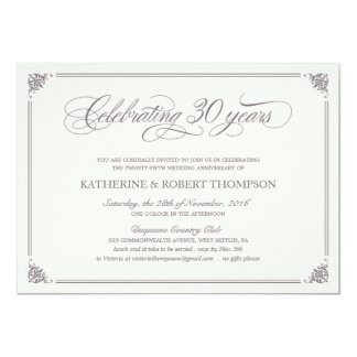 Formal 30th Anniversary Invitations