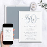 Formal 50th Birthday Dusty Blue Classic Script Invitation<br><div class="desc">Celebrate the big 5-0 in style! Take your birthday celebration to the next level with this formal 50th Birthday Dusty Blue Classic Script Invitation. With a classic dusty blue text box on a white background, personalized details can be included in a modern hand lettered calligraphy. Add an extra bit of...</div>