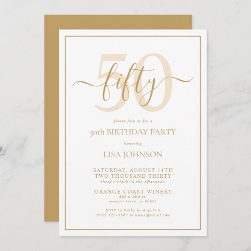 Formal 50th Birthday Gold Classic Script Invitation