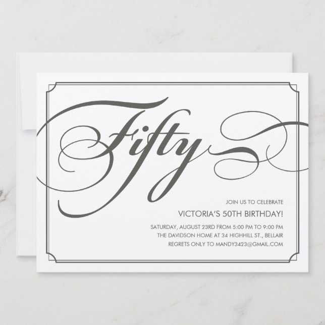 Formal 50th Birthday Invitations (Front)