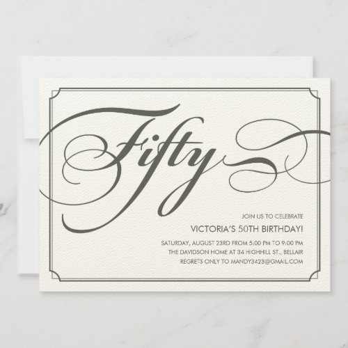 Formal 50th Birthday Invitations