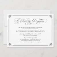 Flourish 60th Diamond Wedding Anniversary Invite, Zazzle