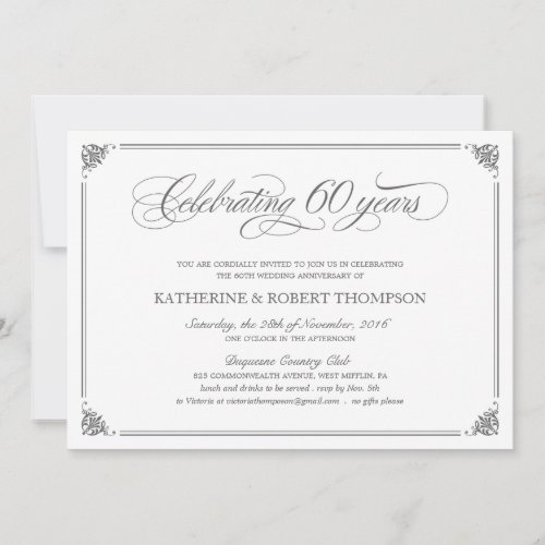 Formal 60th Anniversary Invitations