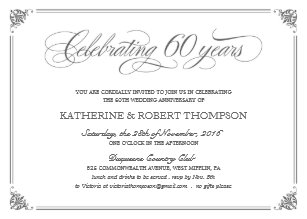 60th anniversary wedding invitations zazzle