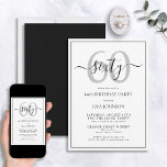 Formal 60th Birthday Black & White Classic Script Invitation<br><div class="desc">Celebrate the big 6-0 in style! Take your birthday celebration to the next level with this formal 60th Birthday Black & White Classic Script Invitation. With a classic black text box on a white background, personalized details can be included in a modern hand lettered calligraphy. Add an extra bit of...</div>