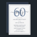 Formal 60th Birthday Navy Blue Classic Script Invitation<br><div class="desc">Celebrate the big 6-0 in style! Take your birthday celebration to the next level with this formal 60th Birthday Navy Blue Classic Script Invitation. With a classic Navy Blue text box on a white background, personalized details can be included in a modern hand lettered calligraphy. Add an extra bit of...</div>