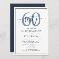 Formal 60th Birthday Navy Blue Classic Script