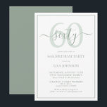 Formal 60th Birthday Sage Green Classic Script Invitation<br><div class="desc">Celebrate the big 6-0 in style! Take your birthday celebration to the next level with this formal 60th Birthday Sage Green Classic Script Invitation. With a classic sage green text box on a white background, personalized details can be included in a modern hand lettered calligraphy. Add an extra bit of...</div>