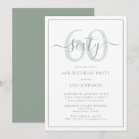 Formal 60th Birthday Sage Green Classic Script