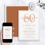 Formal 60th Birthday Terracotta Classic Script Invitation<br><div class="desc">Celebrate the big 6-0 in style! Take your birthday celebration to the next level with this formal 60th Birthday Terracotta Classic Script Invitation. With a classic terracotta text box on a white background, personalized details can be included in a modern hand lettered calligraphy. Add an extra bit of sophistication with...</div>