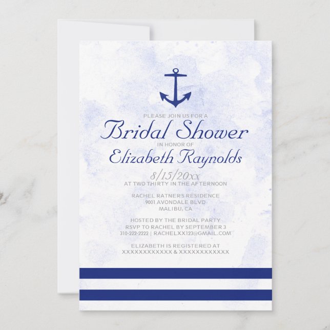 Formal Anchor Bridal Shower Invitations (Front)
