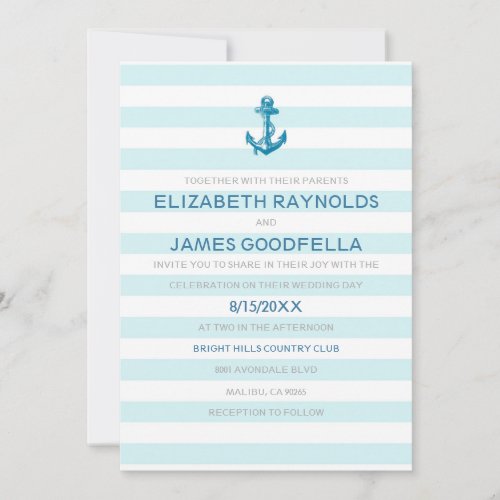 Formal Anchor Nautical Wedding Invitations