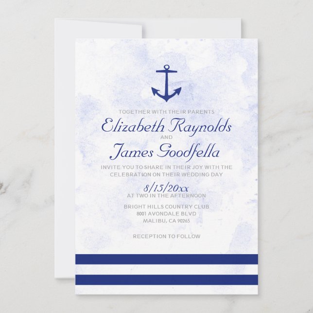 Formal Anchor Wedding Invitations (Front)
