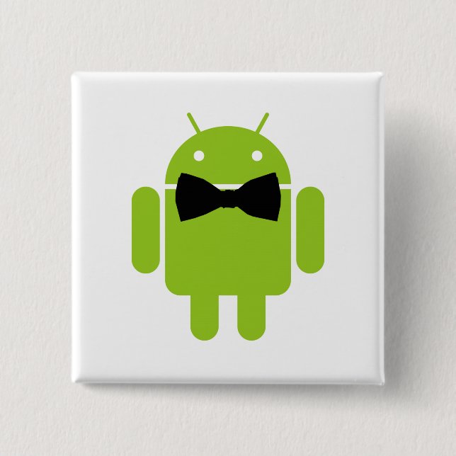 Formal Android Robot Icon Graphic Pinback Button (Front)