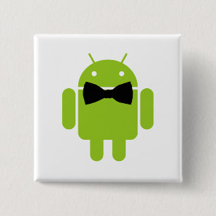 Formal Android Robot Icon Graphic Pinback Button