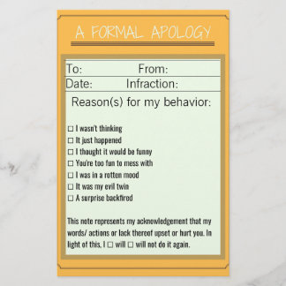 Formal Apology Checklist Stationery