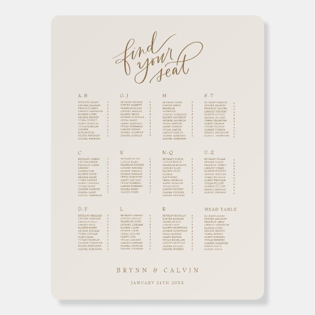 Formal Arch Seating Chart Wedding Reception Sign (Front)