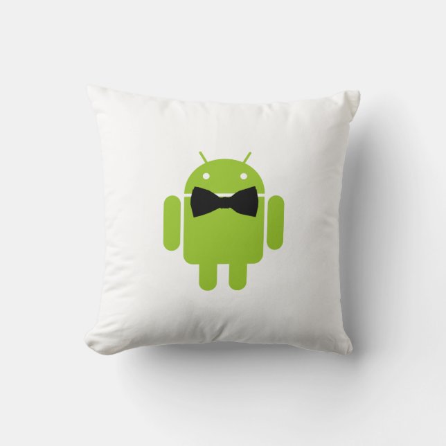 Formal Atire Green Android Robot Throw Pillow (Front)