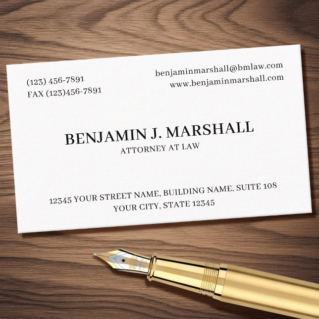 Formal Attorney at Law Legal Professional Template Business Card (Creator Uploaded)