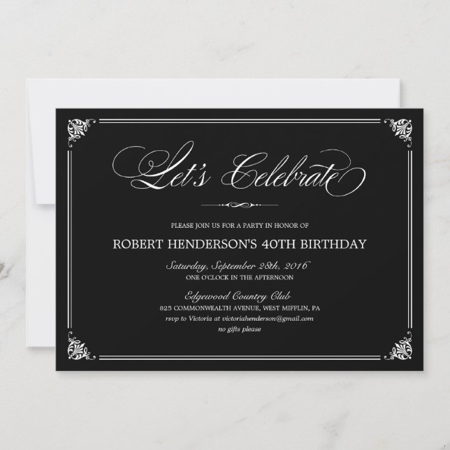Formal Birthday Invitations (Front)