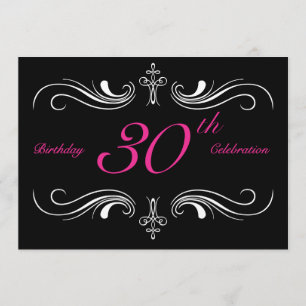 Formal Black 30th Birthday Invitations