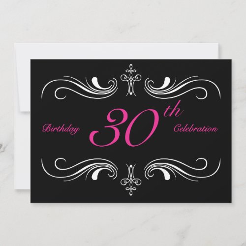 Formal Black 30th Birthday Invitations