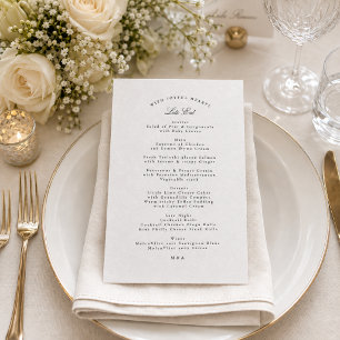 Formal Black 5x7 Wedding Letterpress Menu Cards