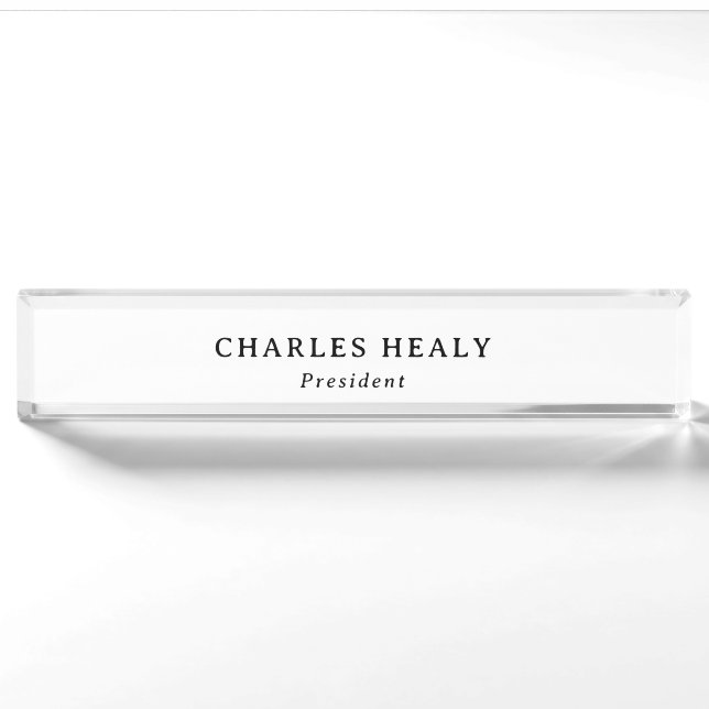 Formal Black Acrylic  Desk Name Plate (Front)