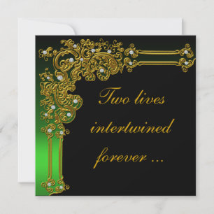 Formal Black and Green Wedding Invitation