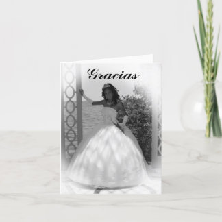 formal black and white, Gracias Letterpress Thank You Card