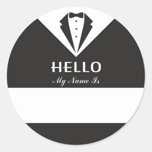 Formal Black and White Hello Name Tag
