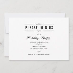 Formal Black and White Holiday Party Invitation