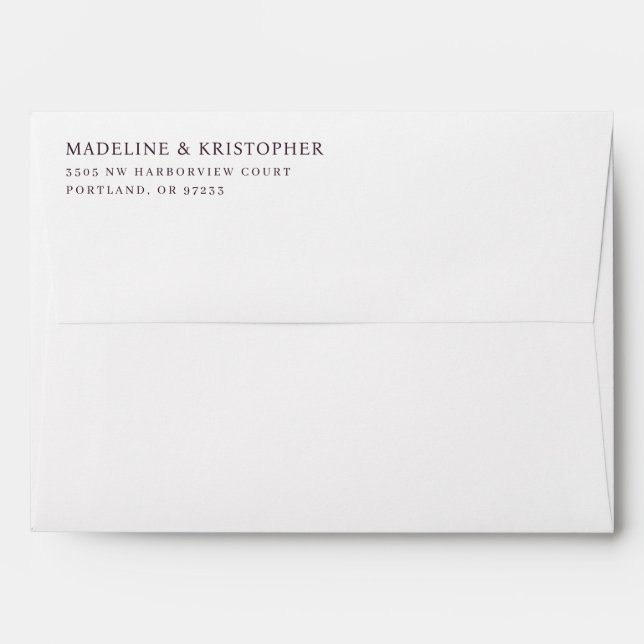 Formal Black and White Minimalist Wedding Envelope (Back (Top Flap))