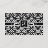 Formal Black and White Retro Damask Art Deco Style Business Card (Back)