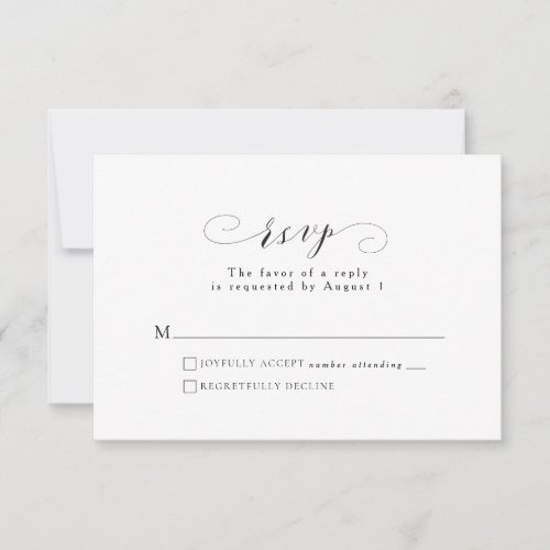 Formal black and white RSVP card