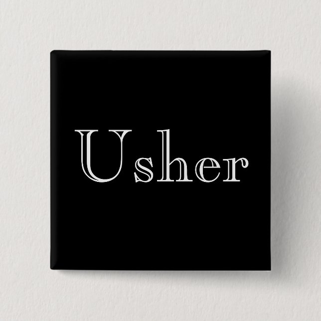 Formal black and white usher button (Front)