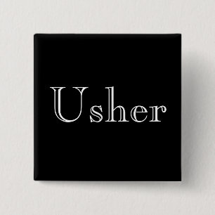 Formal black and white usher button