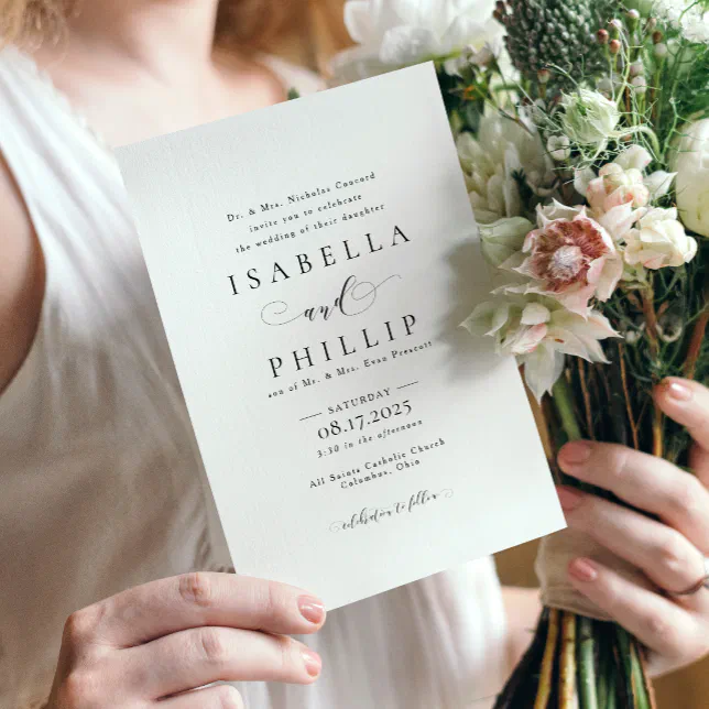 Formal black and white wedding invitation | Zazzle