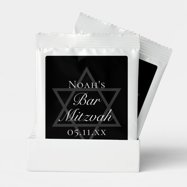 Formal Black Bar Mitzvah Star of David Custom Lemonade Drink Mix (Pair)