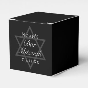 Formal Black Bar Mitzvah Star of David Small Favor Boxes