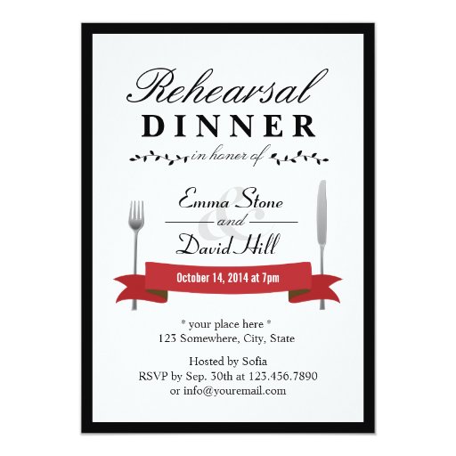 Formal Black Border Rehearsal Dinner Invitations | Zazzle